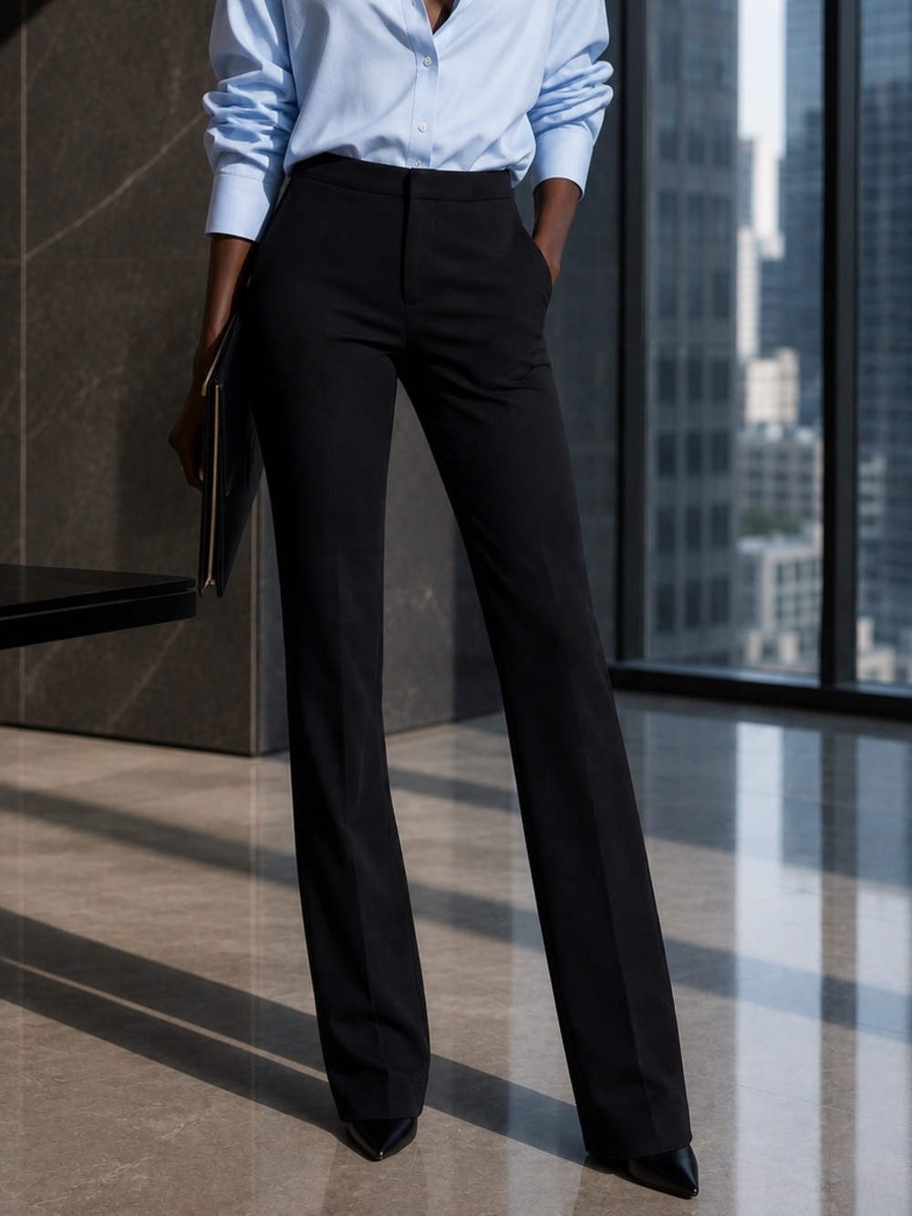 NYDJ Women's Ponte Trouser Pant, Black, 8